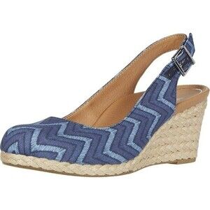Vionic Coralina Blue Espadrille Wedge Sandal Women's Size 7 comfort slingback